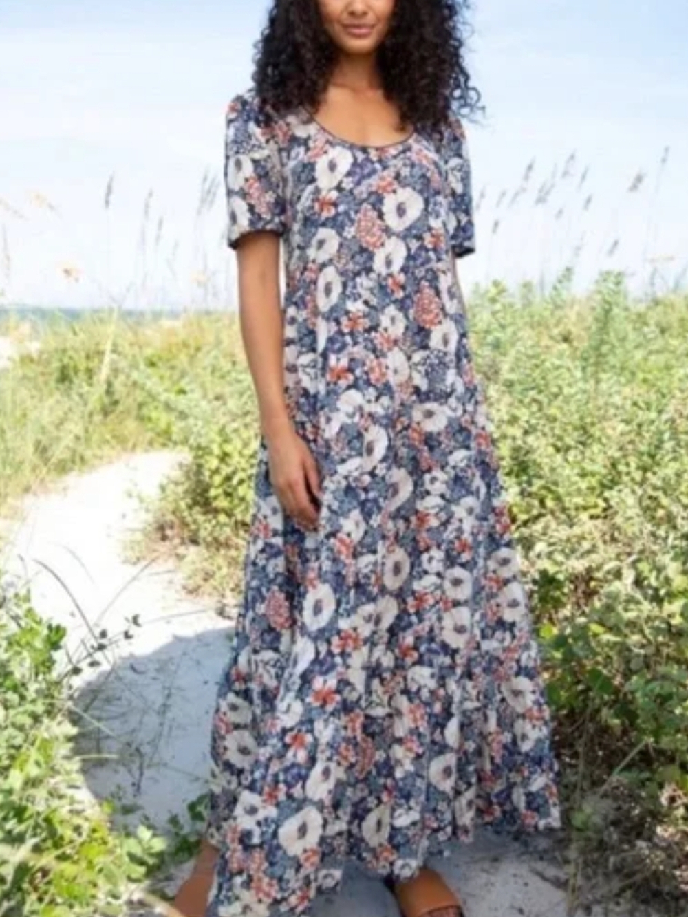 Natural Life Maxi Floral Dress Prairie Boho Cottagecore Grandmacore Earthy XS